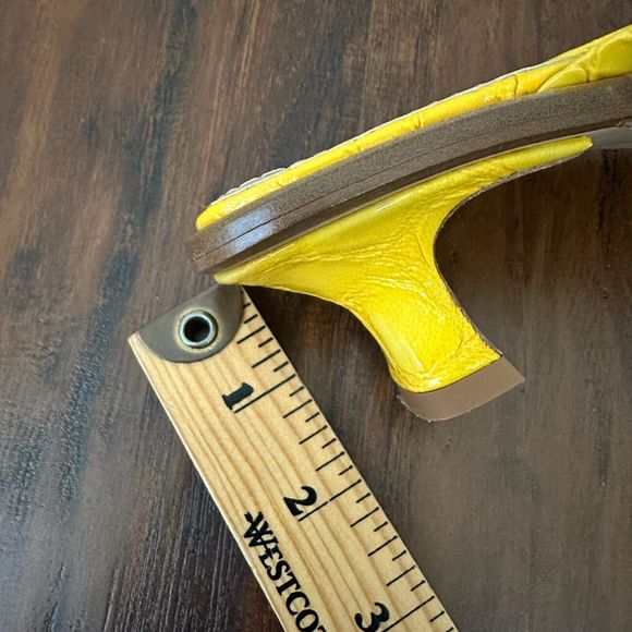 SIES MARJAN Alix Crocodile Thong Heeled Sandals Yellow Leather - Picture 12 of 12